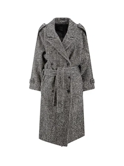 Pinko Carrube Chevron Cloth Coat In Gray