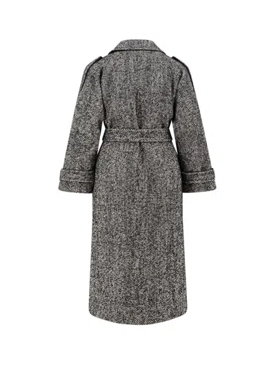 Pinko Carrube Chevron Cloth Coat In Gray
