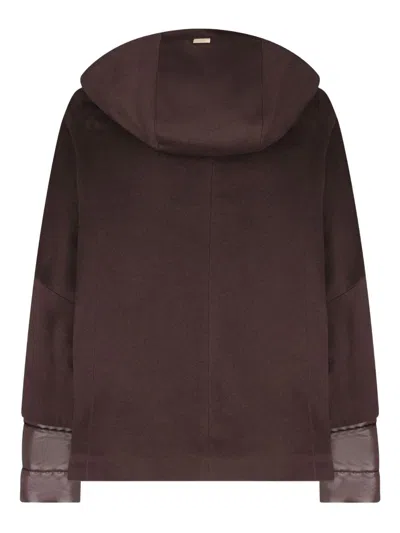 Herno Cashmere And Nylon Cape In Brown