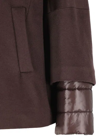 Herno Cashmere And Nylon Cape In Brown