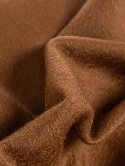 Max Mara Luxurious Cashmere Scarf Featuring Fringe Trim In Brown