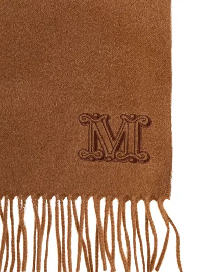 Max Mara Luxurious Cashmere Scarf Featuring Fringe Trim In Brown