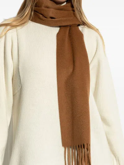 Max Mara Luxurious Cashmere Scarf Featuring Fringe Trim In Brown