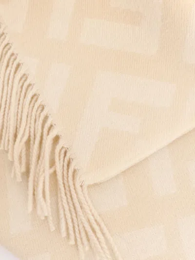 Fendi Women Cashmere Scarf With Ff Motif In Neutral