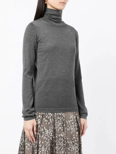 Brunello Cucinelli Grey Cashmere High-neck Sweater In Gray