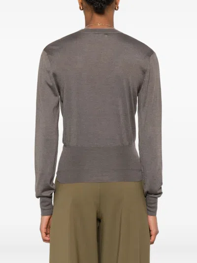 Fendi Women Cashmere V-necked Sweater In Brown