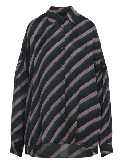 Dries Van Noten Striped Long Sleeve Casual Shirt In Multi