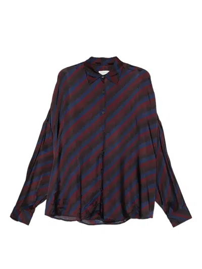 Dries Van Noten Striped Long Sleeve Collared Shirt In Multi