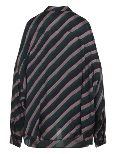Dries Van Noten Striped Long Sleeve Casual Shirt In Multi