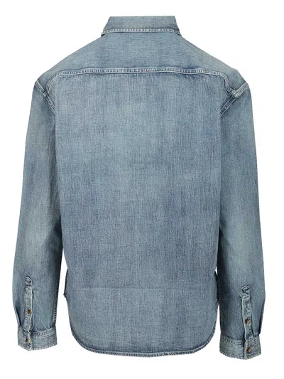 Saint Laurent Cassandre Denim Shirt Casual Light Blue In Blue