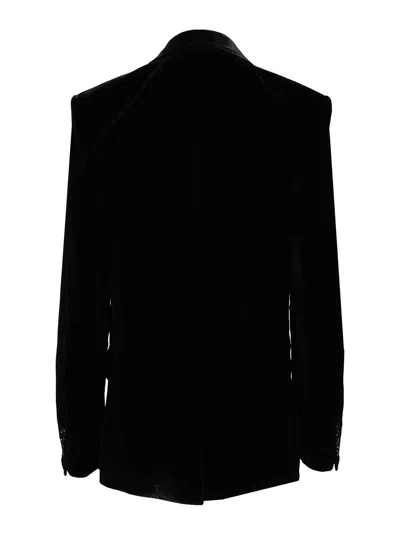 Saint Laurent Cassandre Double-breasted Jacket Jackets Black In Black