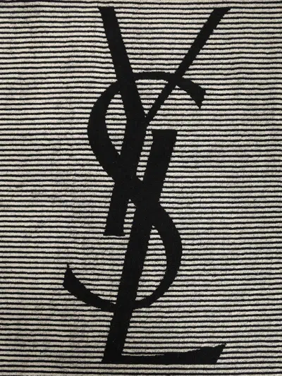 Saint Laurent Cassandre Cotton Beach Towel Swimwear Beige In Multi