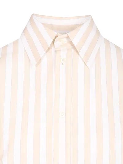 Saint Laurent Beige Striped Shirt In Pink