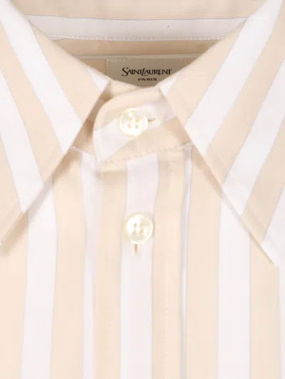 Saint Laurent Beige Striped Shirt In Pink
