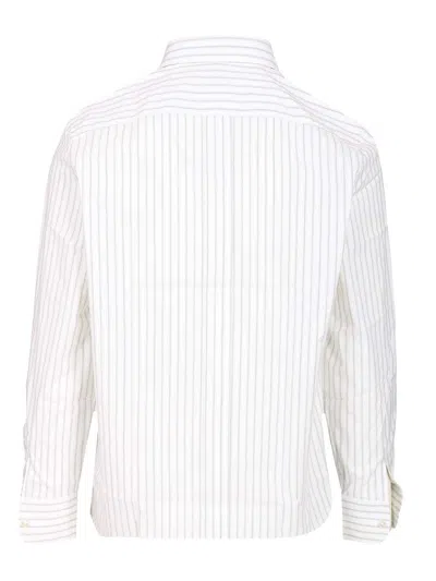 Saint Laurent Cassandre Striped Cotton Shirt Shirts Black In White