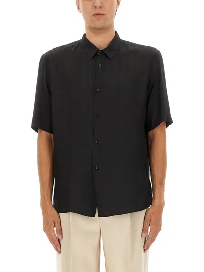 Saint Laurent Cassandre Striped Shirt In Black