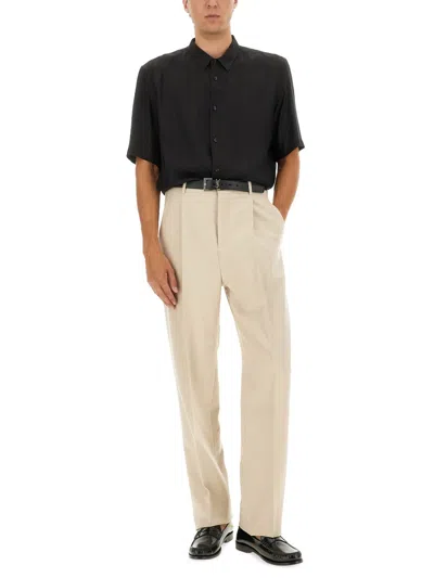 Saint Laurent Cassandre Striped Shirt In Black