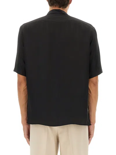 Saint Laurent Cassandre Striped Shirt In Black