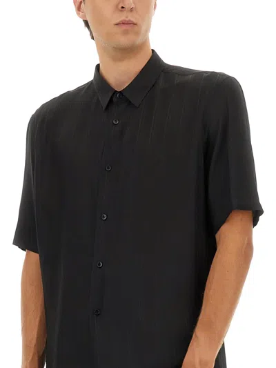 Saint Laurent Cassandre Striped Shirt In Black
