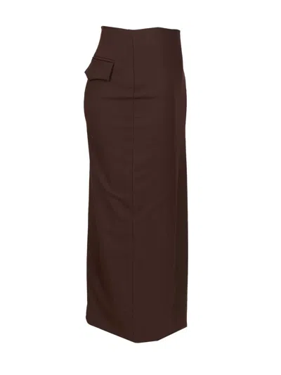 The Latest Slim Longuette Skirt With Side Slit In Brown