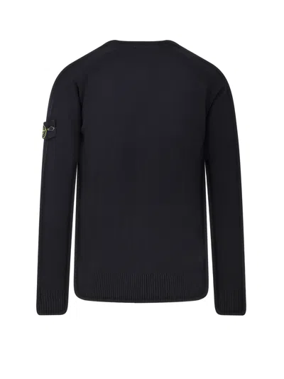 Stone Island Certified Virgin Wool Cardigan In Black