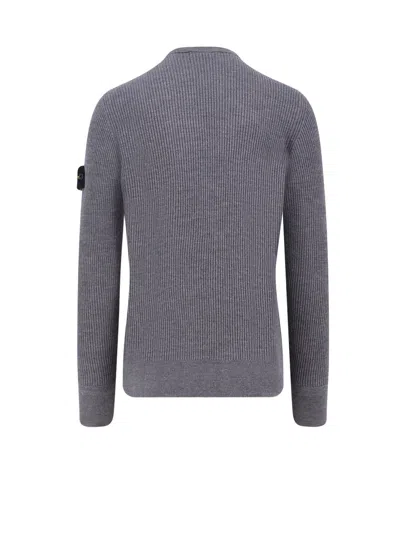 Stone Island Ribbed Long Sleeve Crew Neck Sweater In Blue