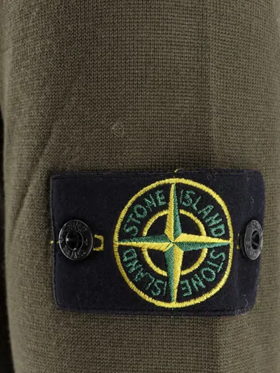 Stone Island Cotton Fleece Crew Neck Sweatshirt Clothing In Green