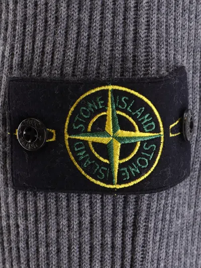 Stone Island Ribbed Long Sleeve Crew Neck Sweater In Blue