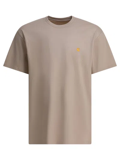 Carhartt Crew Neck Short Sleeve T-shirt Design In Brown
