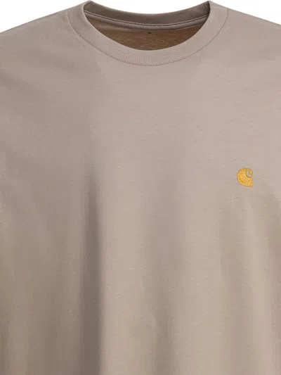 Carhartt Crew Neck Short Sleeve T-shirt Design In Brown