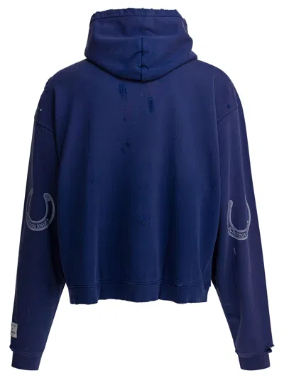 Gallery Dept. Chateau Ranch Distressed Paint-splattered Logo-print Supima Cotton-jersey Hoodie In Blue