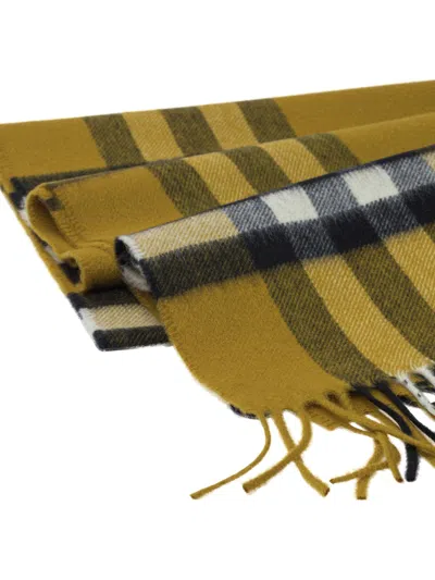 Burberry Check Scarves Yellow In Brown