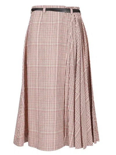 Bottega Veneta Checked Midi Skirt Skirts Multicolor In Neutral