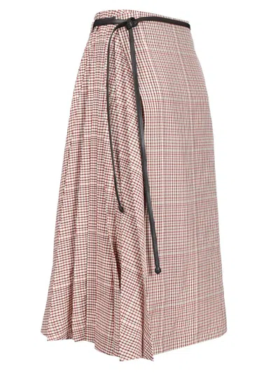 Bottega Veneta Checked Midi Skirt Skirts Multicolor In Neutral