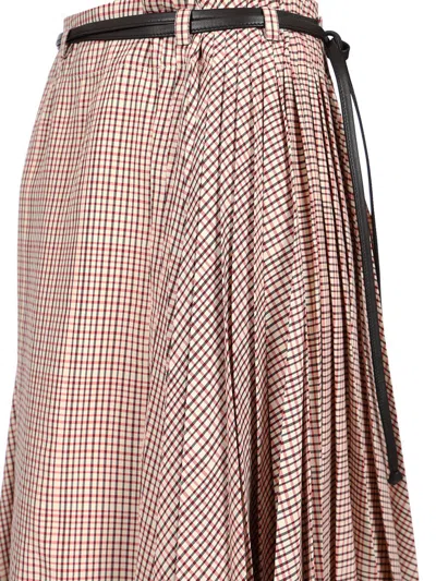 Bottega Veneta Checked Midi Skirt Skirts Multicolor In Neutral