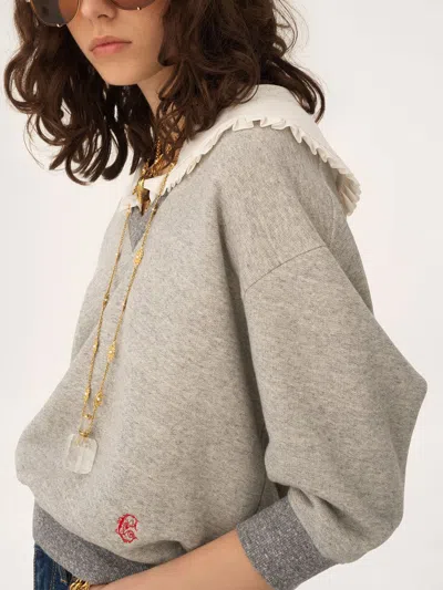 Chloé Cotton-blend French Terry Sweatshirt In Gray