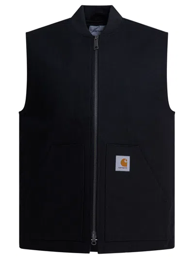 Carhartt Mens Black Classic Logo-embroidered Cotton Vest In Black