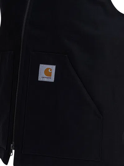 Carhartt Mens Black Classic Logo-embroidered Cotton Vest In Black