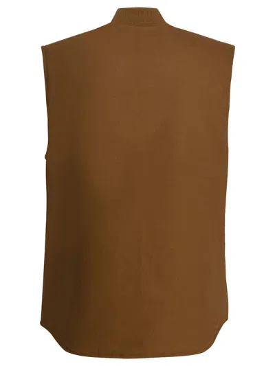 Carhartt Sleeveless Jacket With Ribbed Collar And Pockets In Multi