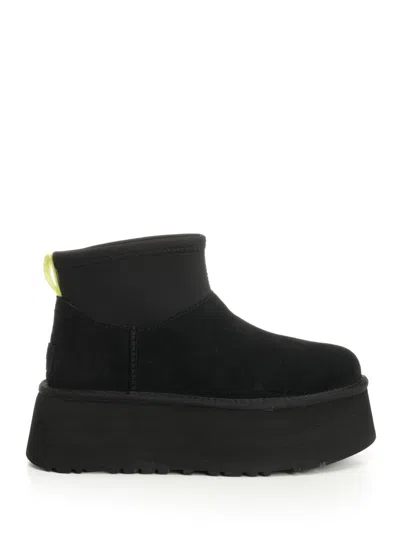 Ugg Classic Mini Dipper Black Ankle Boots In Black
