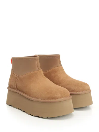 Ugg Classic Mini Dipper Ankle Boots In Brown Suede In Brown