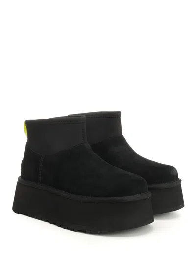Ugg Classic Mini Dipper Black Ankle Boots In Black