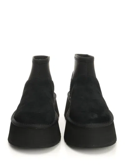 Ugg Classic Mini Dipper Black Ankle Boots In Black