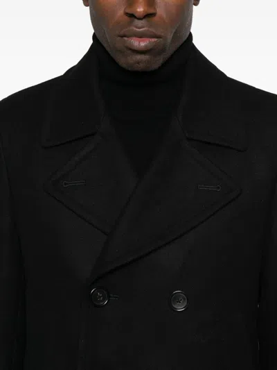 Paul Smith Double-breasted Long Sleeve Coat Featuring Pockets In Black