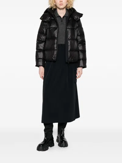 Peuterey Black Shiny Nylon Puffer Jacket In Black
