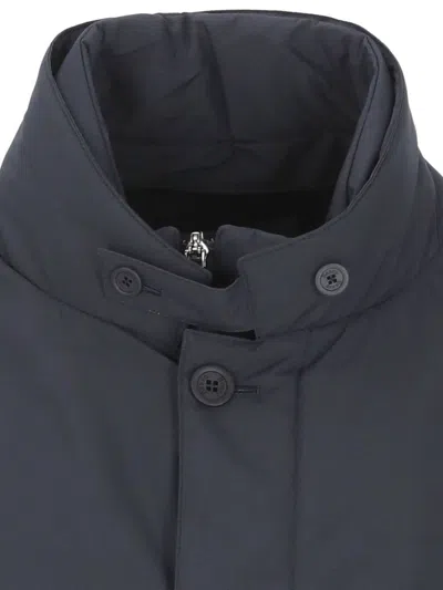 Herno Padded Jacket With High Neck And Pockets In Blue