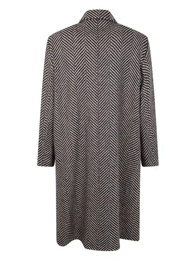 Emporio Armani Double Breasted Midi Coat In Gray