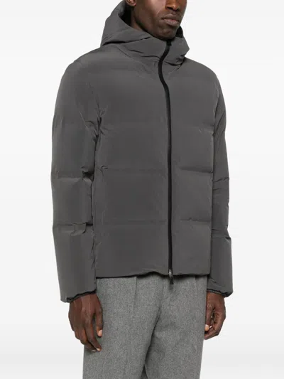 Herno Hooded Quilted Coat In Brown