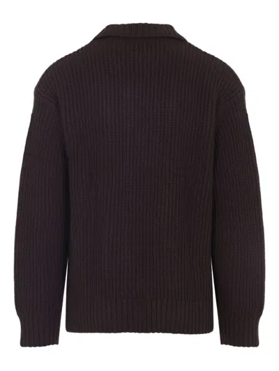 Carhartt Knit Jacket With Collared Design And Pockets In Brown