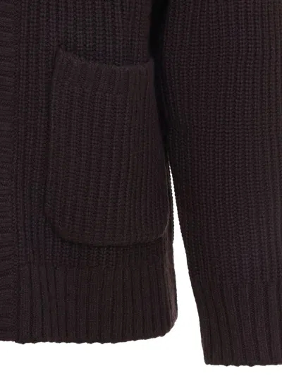 Carhartt Knit Jacket With Collared Design And Pockets In Brown